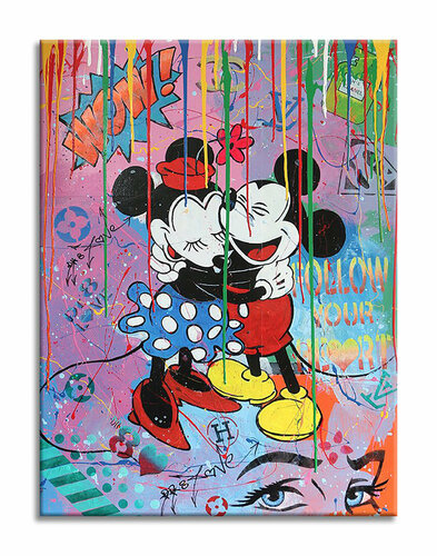 Follow Mickey Minnie - Original Painting on Canvas by Dr8 Love, Painting for Sale on Select
