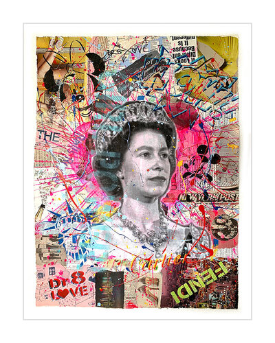 Queen Post II - Original Collage Painting on Paper by Dr8 Love, Painting for Sale on Select
