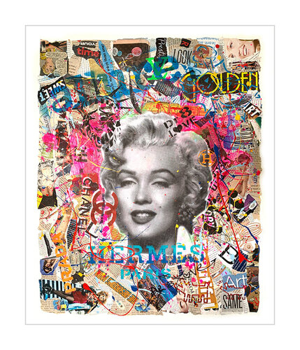 Marilyn Golden - Original Collage Painting on Paper by Dr8 Love, Painting for Sale on Select