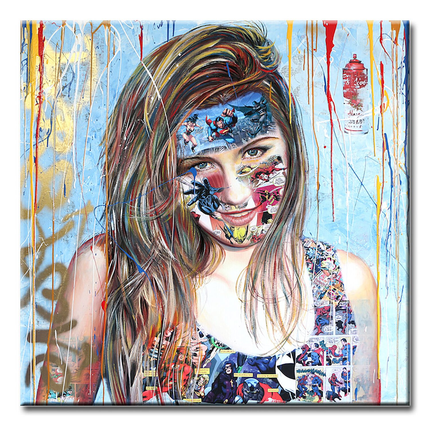 Fantastic 2 - Original Painting Collage on Canvas Dr8 Love Original painting for sale