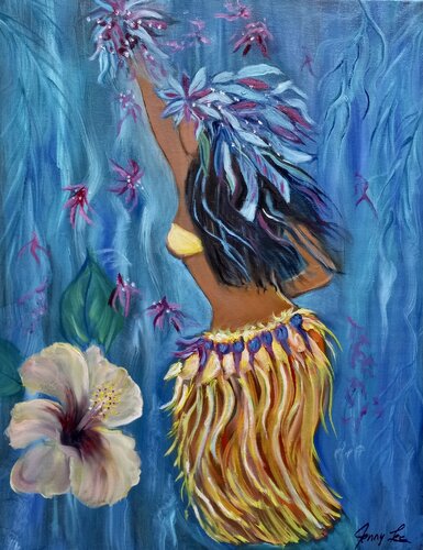 Beach Art Grass Skirt by Jenny Lee, Painting for Sale on Select