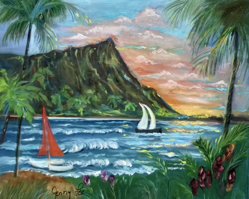 Diamond Head Sailing by Jenny Lee, Painting for Sale on Select