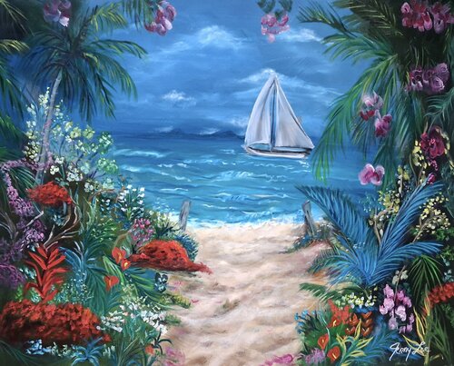 Sail Away to a Tropical Island by Jenny Lee, Painting for Sale on Select