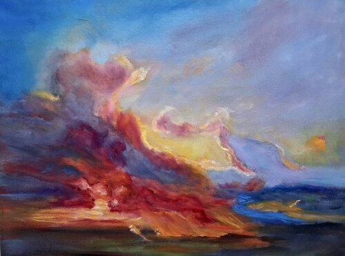 Fiery Sunset in Hawaii by Jenny Lee, Painting for Sale on Select