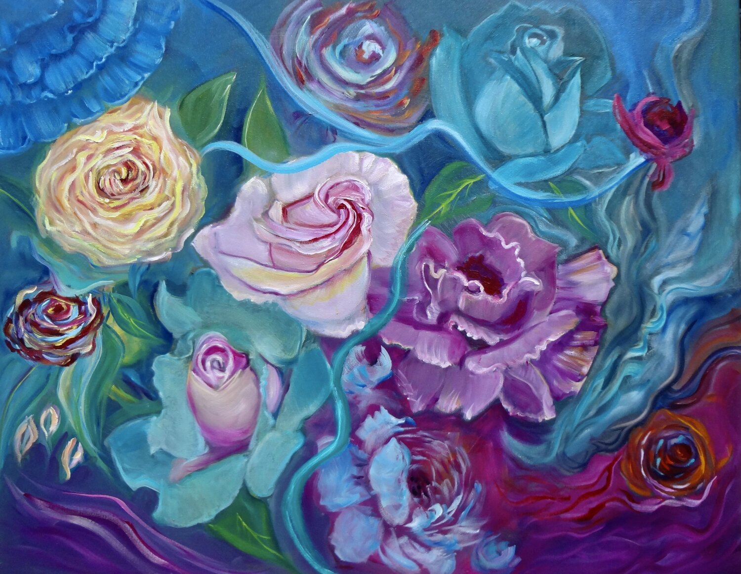 FLORAL COLLAGE 4 Jenny Lee Original painting for sale