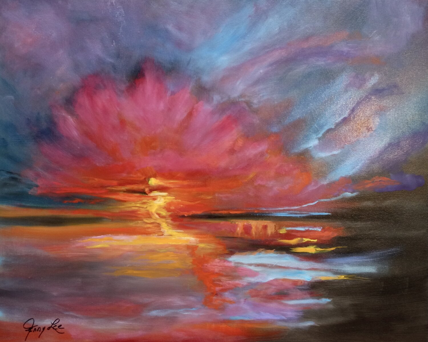 Red Sunset Jenny Lee Original painting for sale