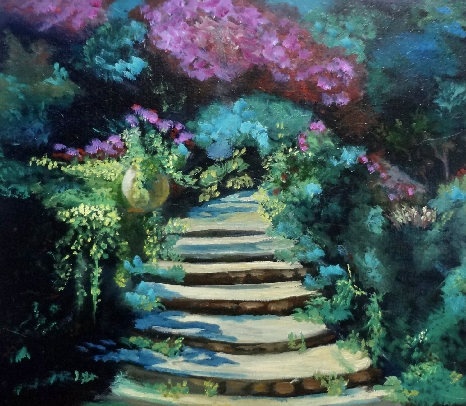 Stairway to Garden of Serenity Jenny Lee Original painting for sale