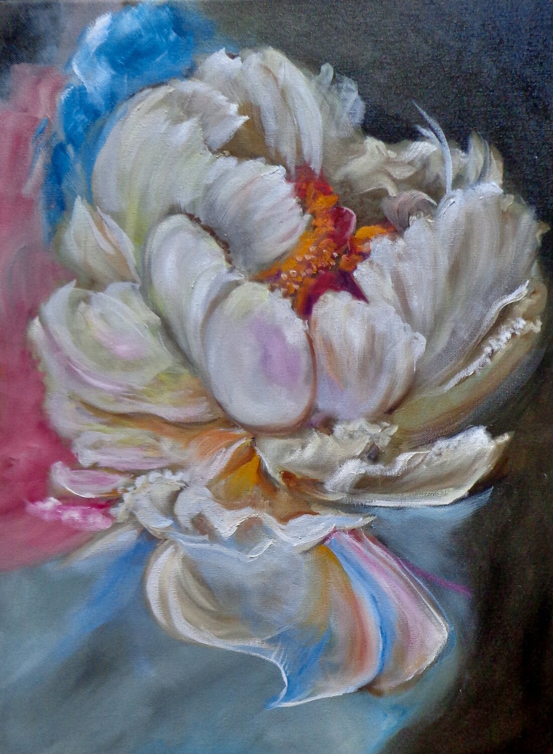 White Peony Petals Jenny Lee Original painting for sale