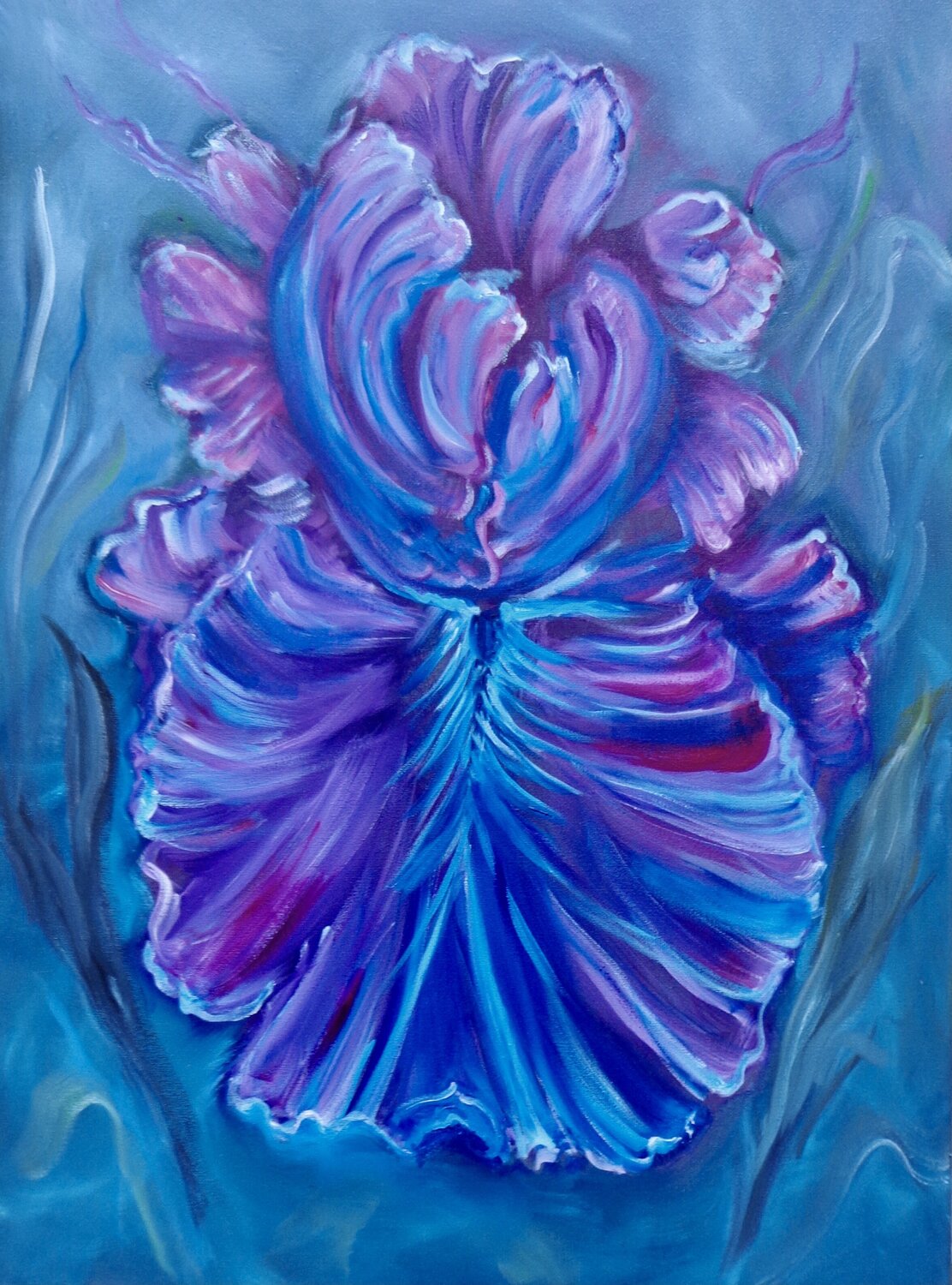 Purple Iris 11 Jenny Lee Original painting for sale