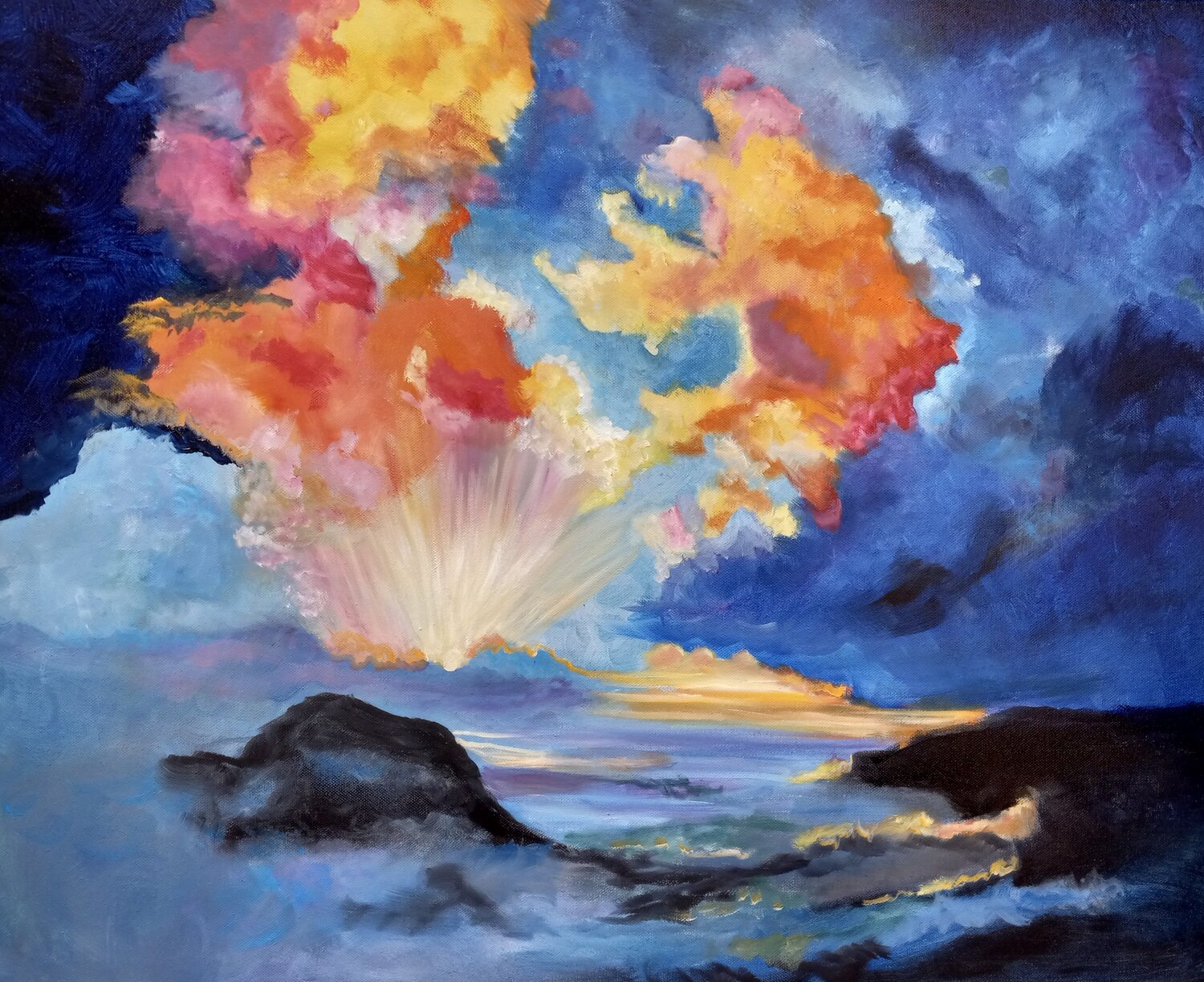 SUNSET TROPICAL HAWAII Jenny Lee Original painting for sale