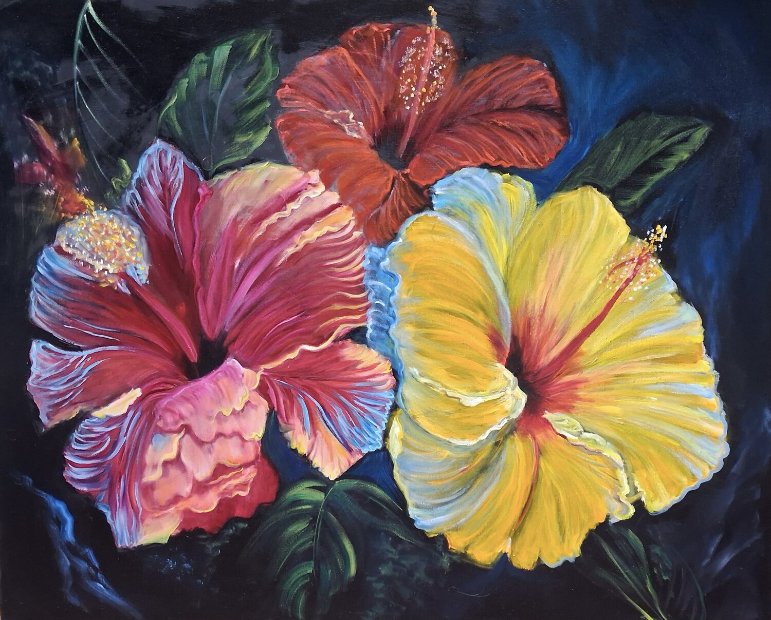 Tropical Hibiscus Jenny Lee Original painting for sale