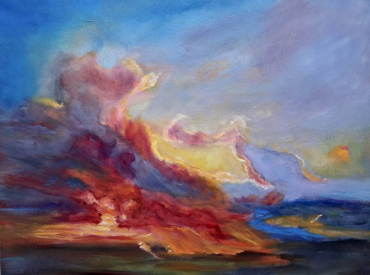 Fiery Sunset in Hawaii Jenny Lee Original painting for sale