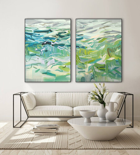 Green Noise / Diptych by Mila Weis, Painting for Sale on Select