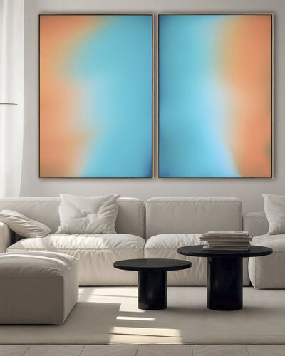 The Beginning / Blue Sea / Diptych / 130 x 180 cm von Mila Weis, Malerei kaufen auf Select