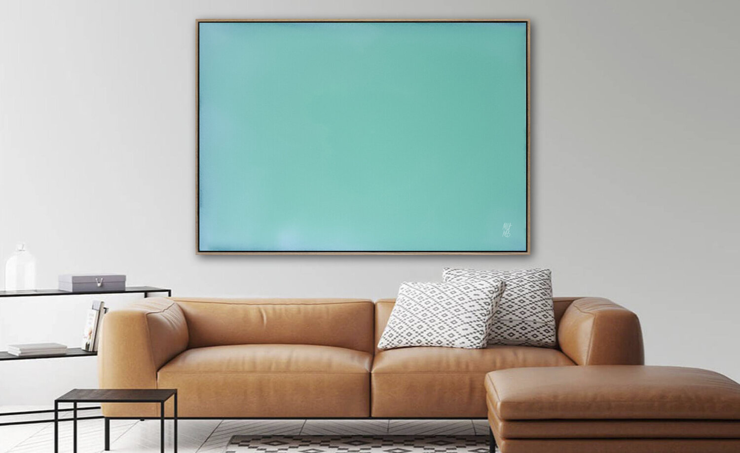 The Beginning / Turquoise Blue Horizon Mila Weis Original painting for sale