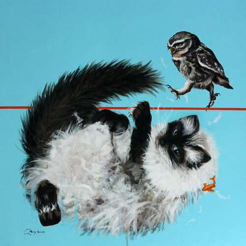 The Owl And The Pussycat by Merry Sparks, Painting for Sale on Select