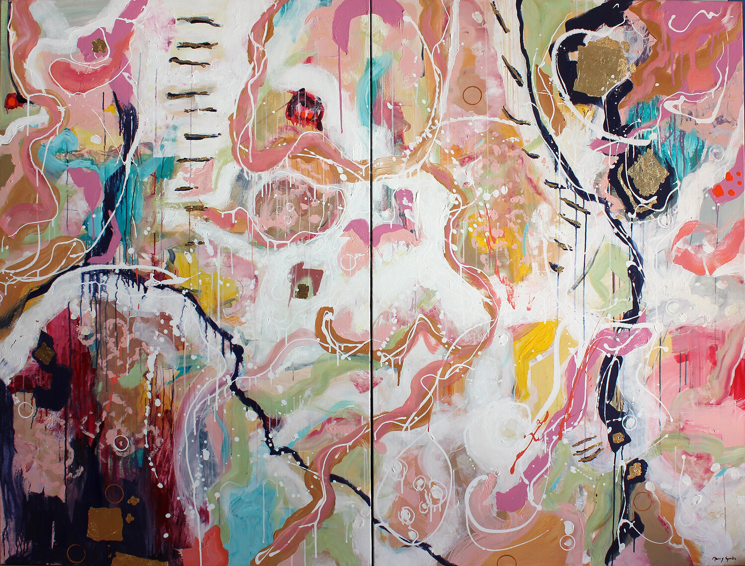 Indigo River (diptych) Merry Sparks Original painting for sale