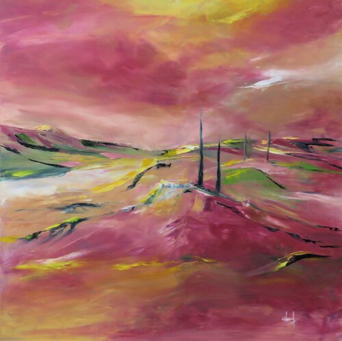 Les cyprès by Véronique Degabriel, Painting for Sale on Select
