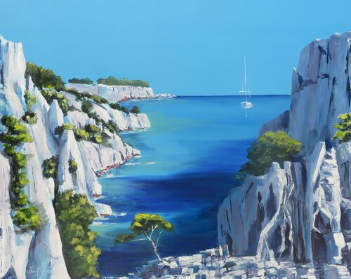 Calanque entre Marseille et Cassis "Calanque d'En Vau" by Véronique Degabriel, Painting for Sale on Select