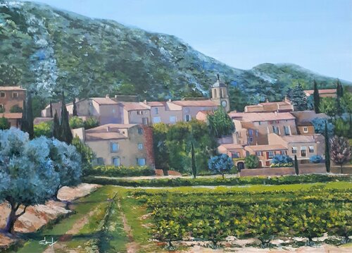 Village en Luberon, Maubec by Véronique Degabriel, Painting for Sale on Select