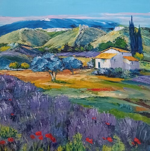 Les lavandes en Vaucluse by Véronique Degabriel, Painting for Sale on Select
