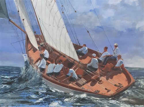 Régates en Méditerranée avec 10 marins by Véronique Degabriel, Painting for Sale on Select