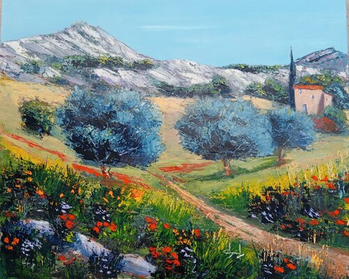 Oliviers dans les Alpilles. Peinture huile Provence by Véronique Degabriel, Painting for Sale on Select
