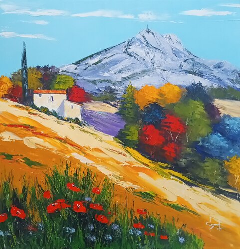 Promenade près de la  montagne Sainte Victoire by Véronique Degabriel, Painting for Sale on Select