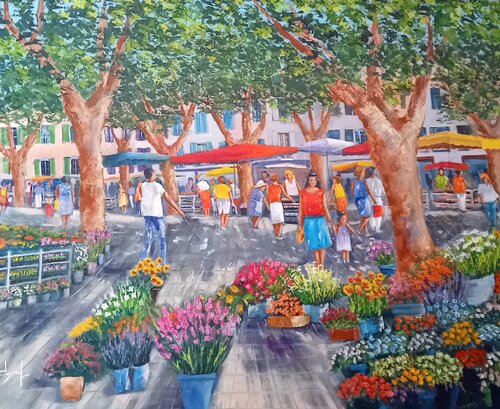Marché provençal by Véronique Degabriel, Painting for Sale on Select