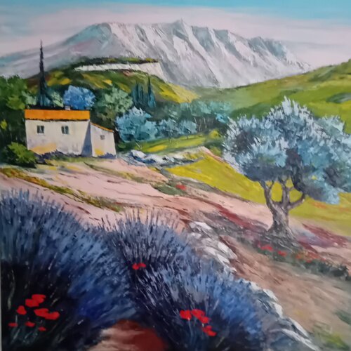 La Provence près de la montagne Sainte Victoire à Aix en Provence by Véronique Degabriel, Painting for Sale on Select