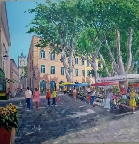 Marché provençal à Aix en Provence by Véronique Degabriel, Painting for Sale on Select