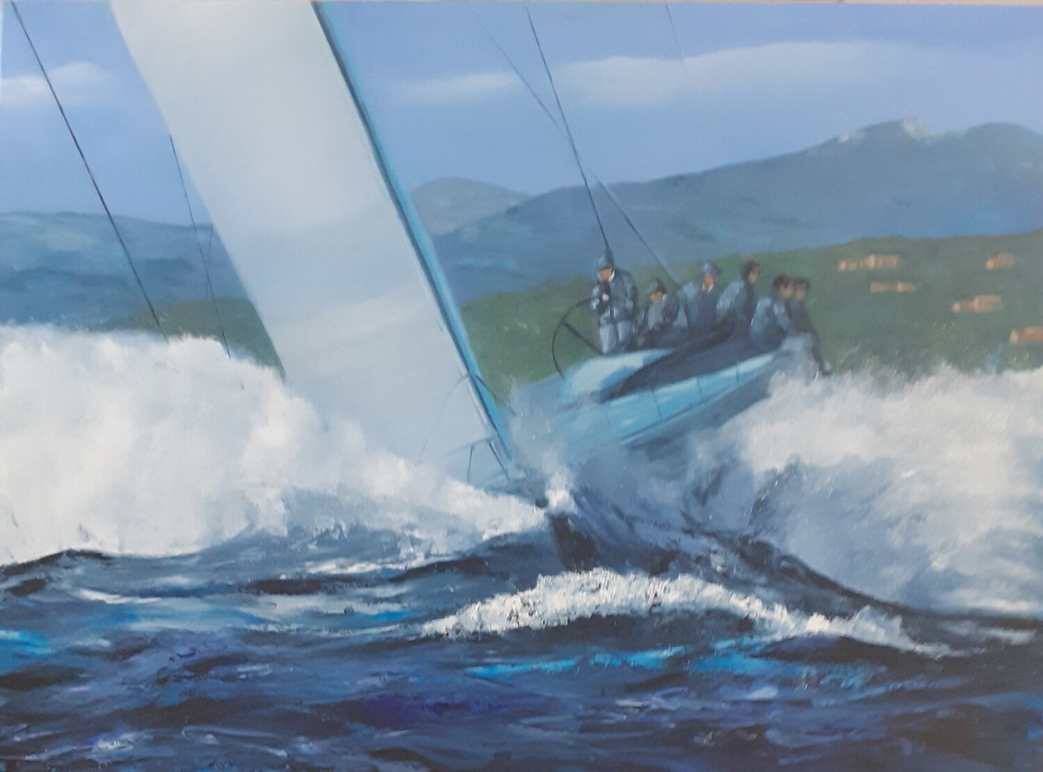 Régate en Méditerranée, Wally magic carpet 3 Véronique Degabriel Original painting for sale