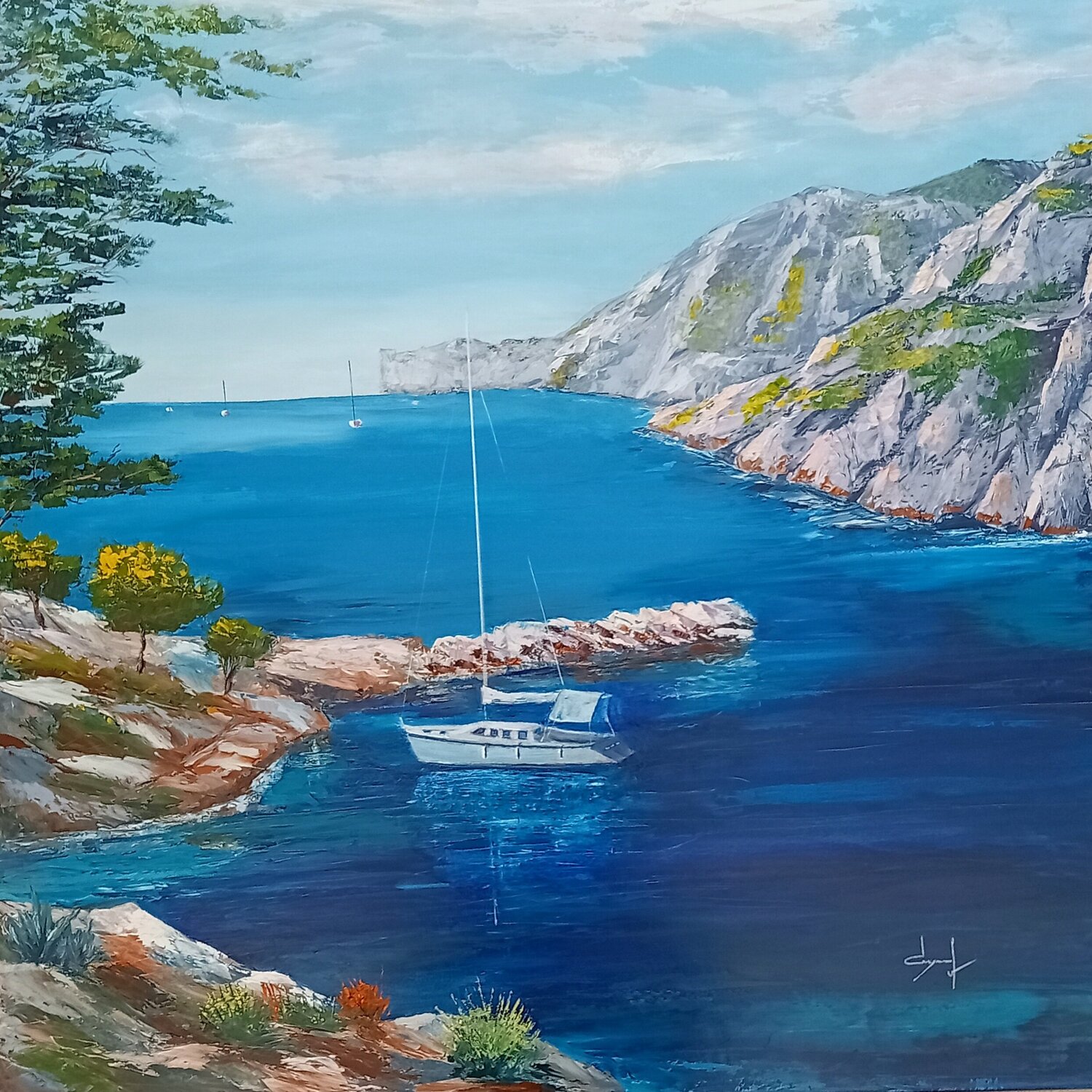 Petit port dans les calanques près de Cassis Véronique Degabriel Original painting for sale