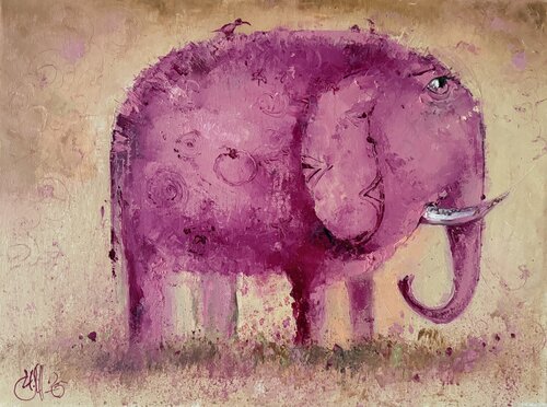 A pink elephant lived in a clearing. von Igor Medvedev, Malerei kaufen auf Select