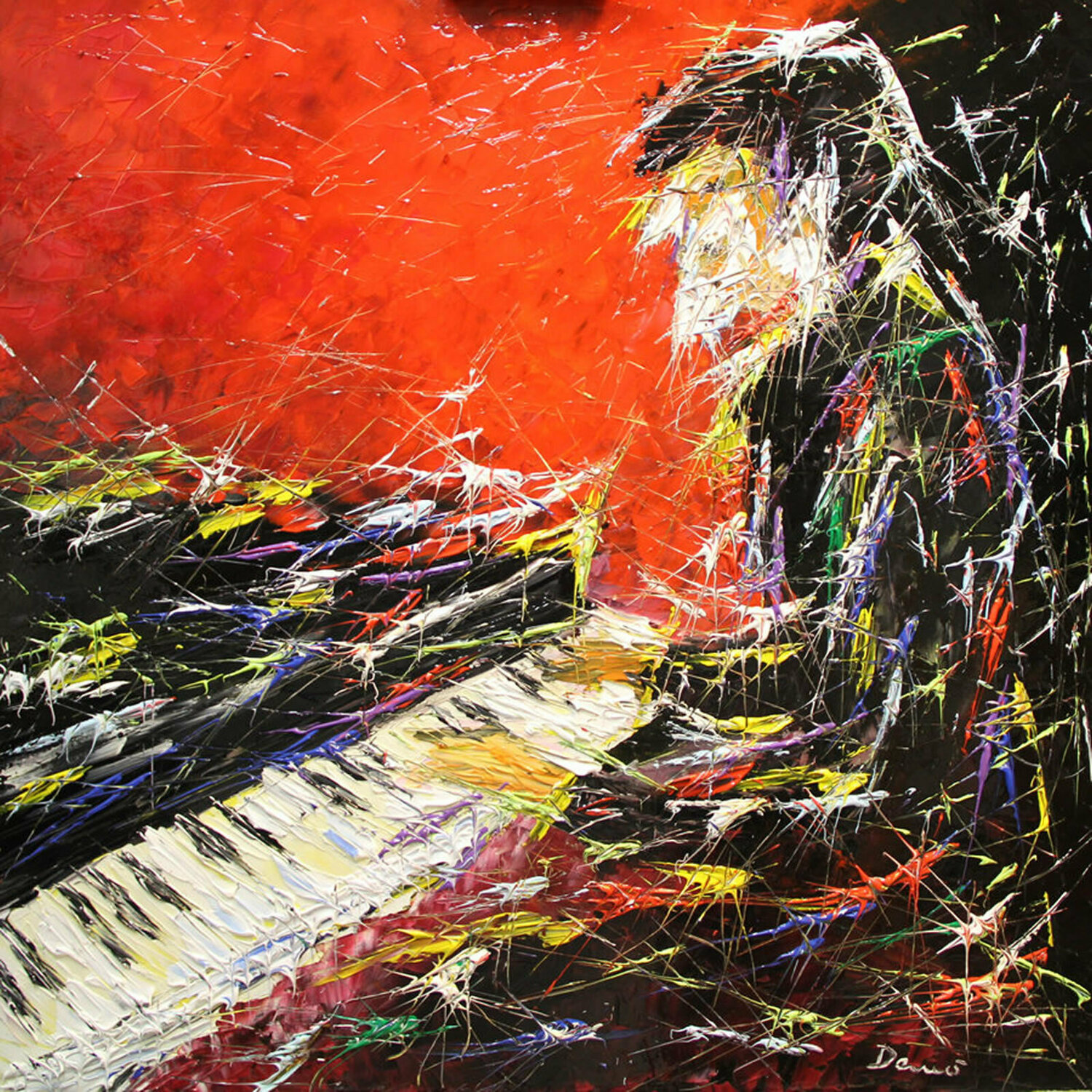 Il pianista Enrico Nicodemo - Demó Original painting for sale