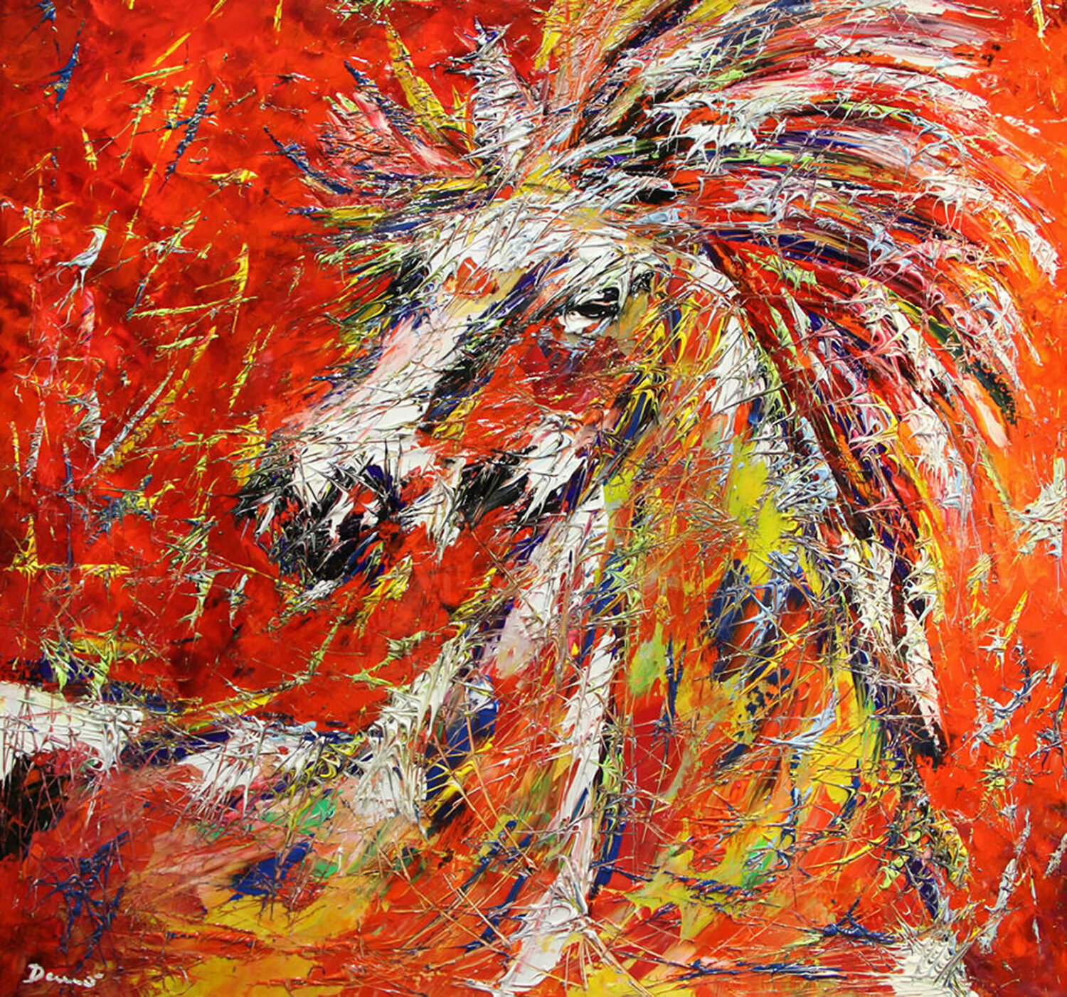 Cavallo colorato Enrico Nicodemo - Demó Original painting for sale