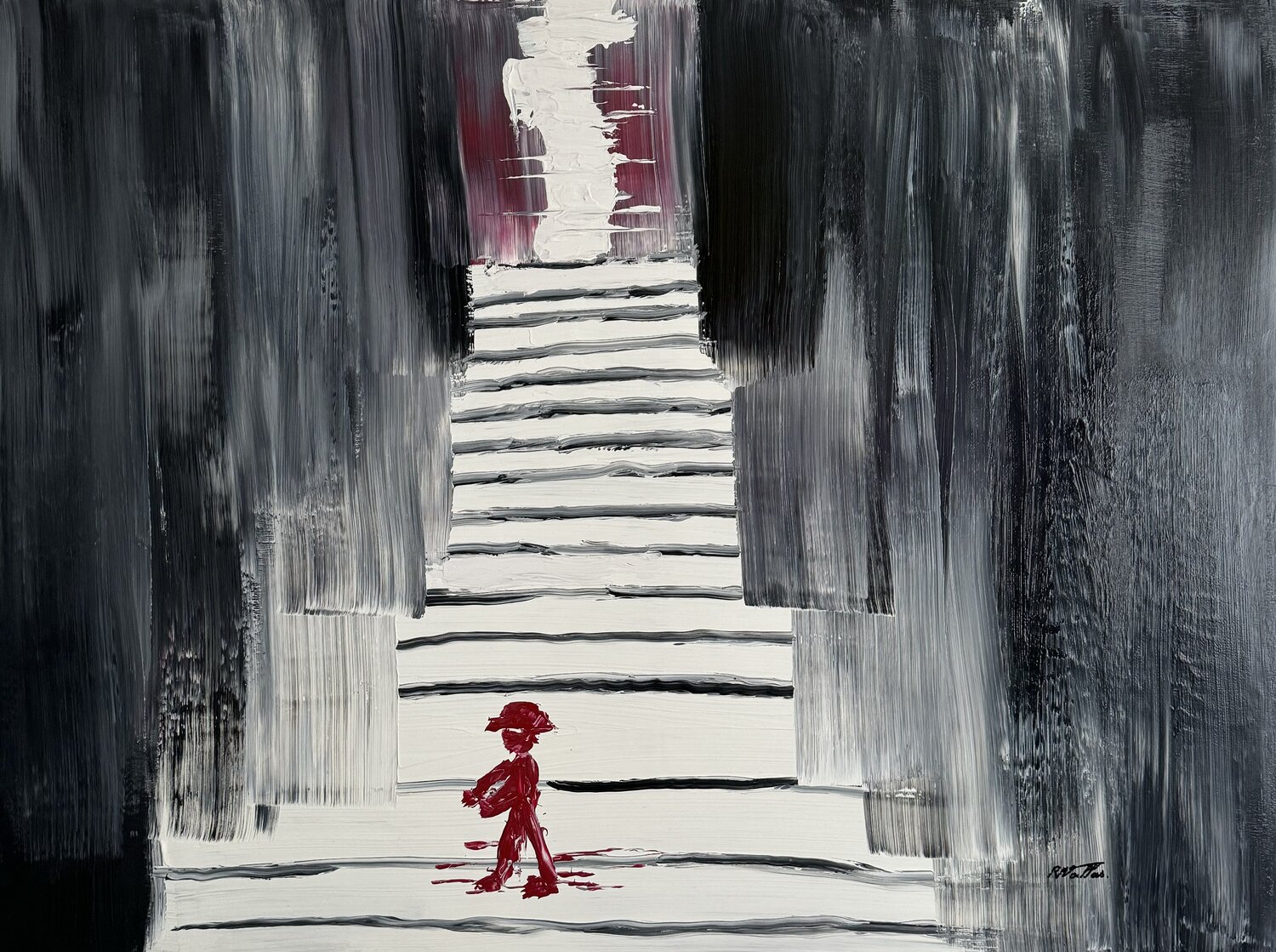 Apres la chute, devoir se relever et avancer Rose Mary Vallas Original painting for sale