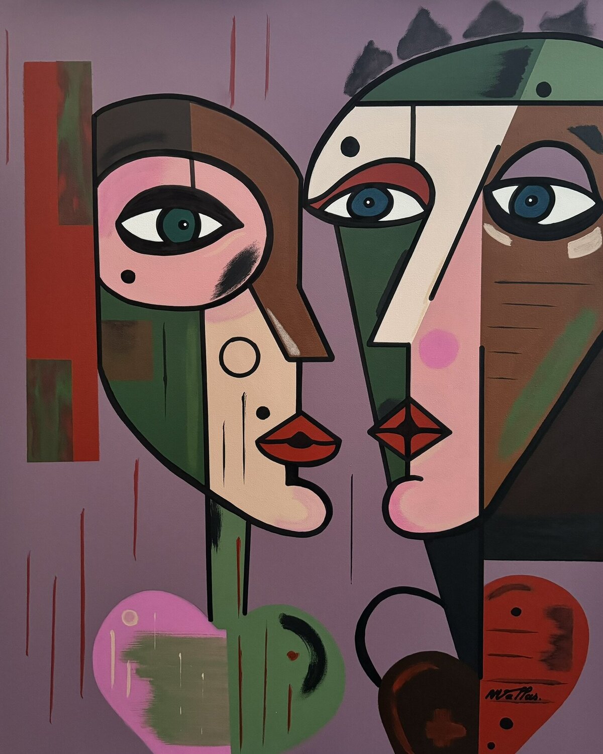 Je t'aime moi non plus Rose Mary Vallas Original painting for sale