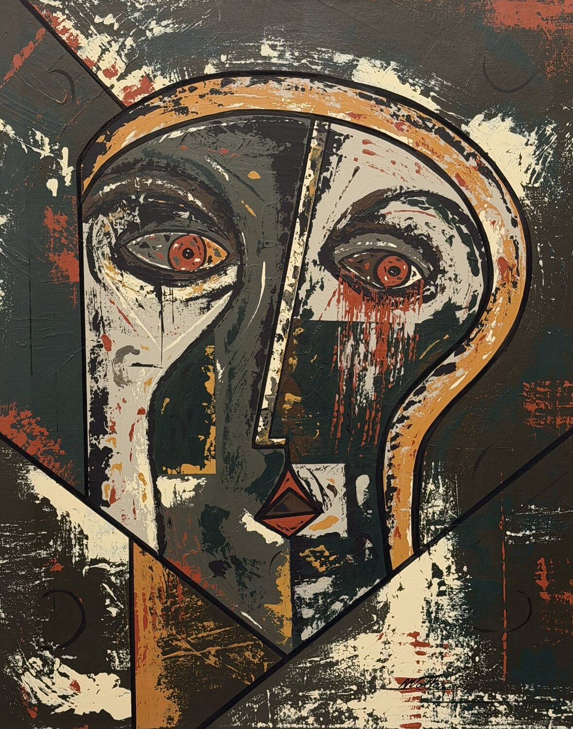 Moment de bascule Rose Mary Vallas Original painting for sale