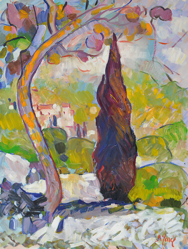 Le cyprès rouge by Patrick MARIE, Painting for Sale on Select