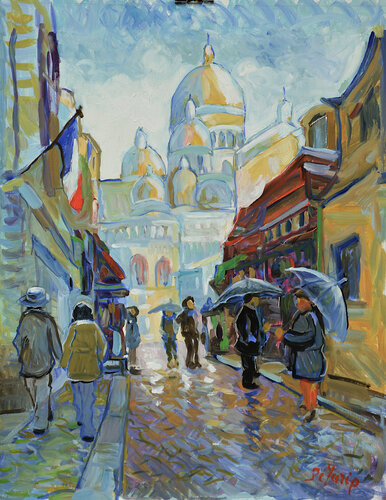 Montmartre sous la pluie -Paris by Patrick MARIE, Painting for Sale on Select