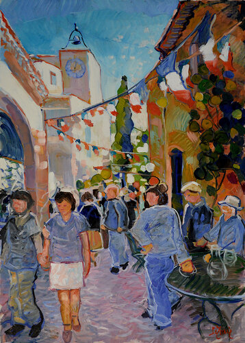 La fête au village by Patrick MARIE, Painting for Sale on Select