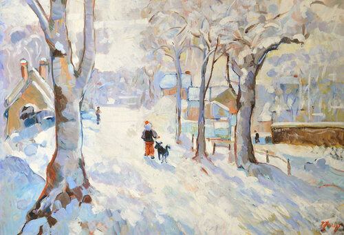 Le village sous la neige by Patrick MARIE, Painting for Sale on Select