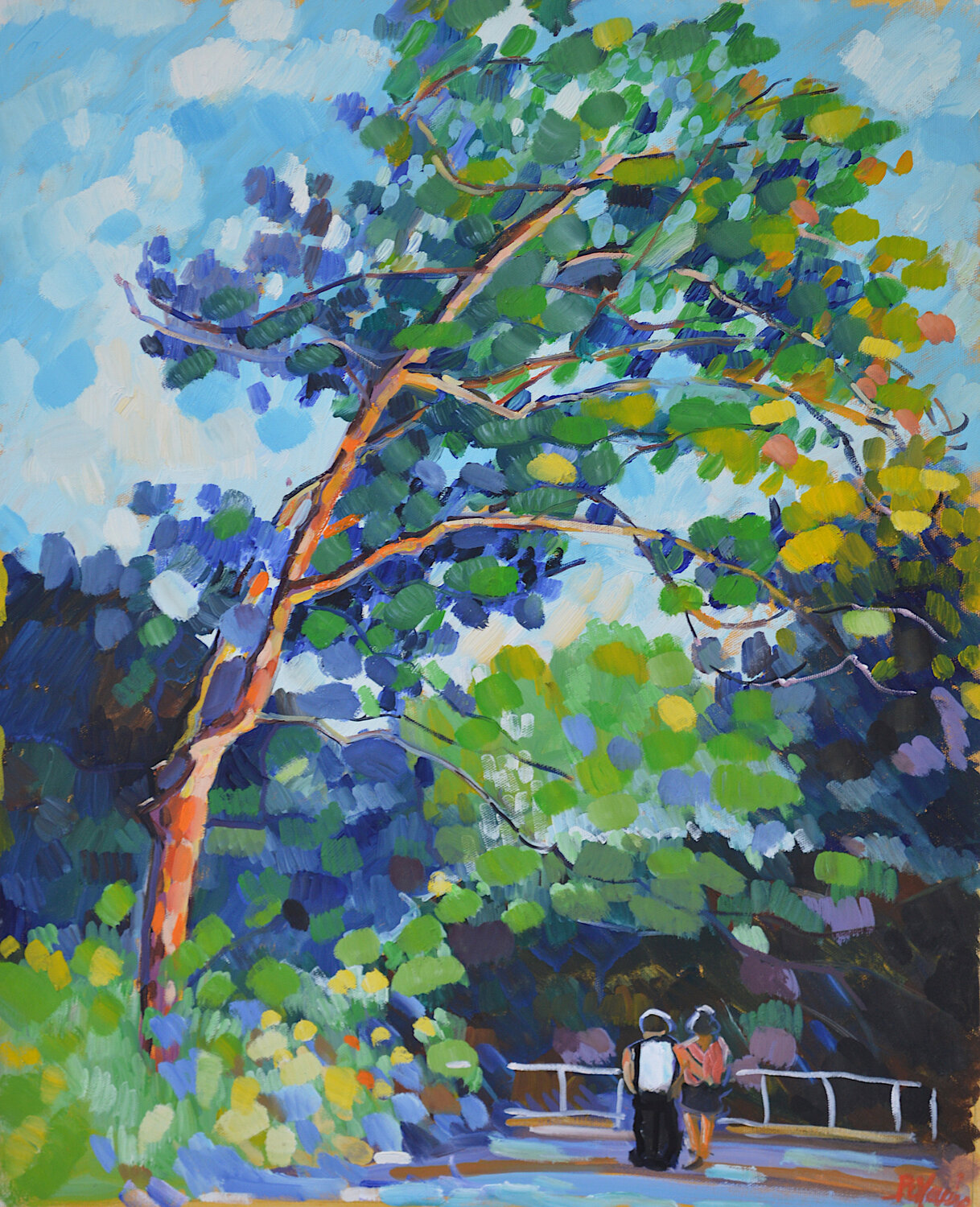 Une allée sous les arbres Patrick MARIE Original painting for sale