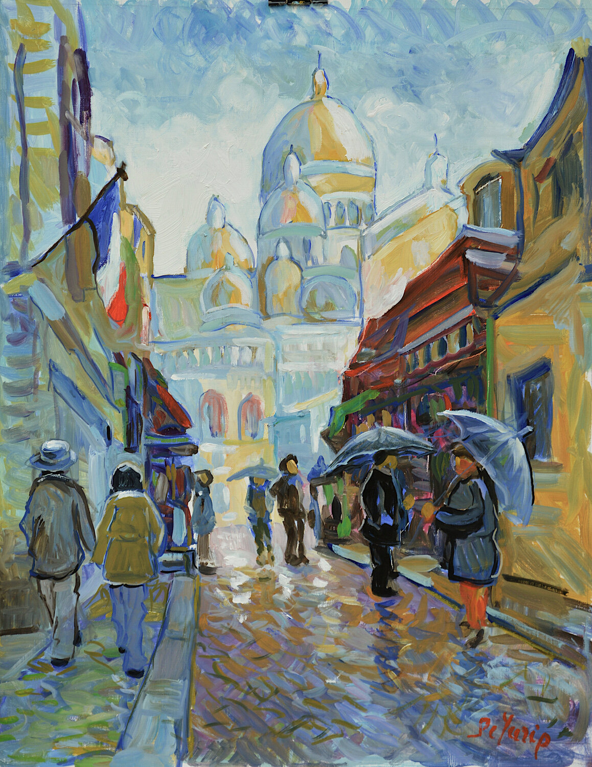 Montmartre sous la pluie -Paris Patrick MARIE Original painting for sale