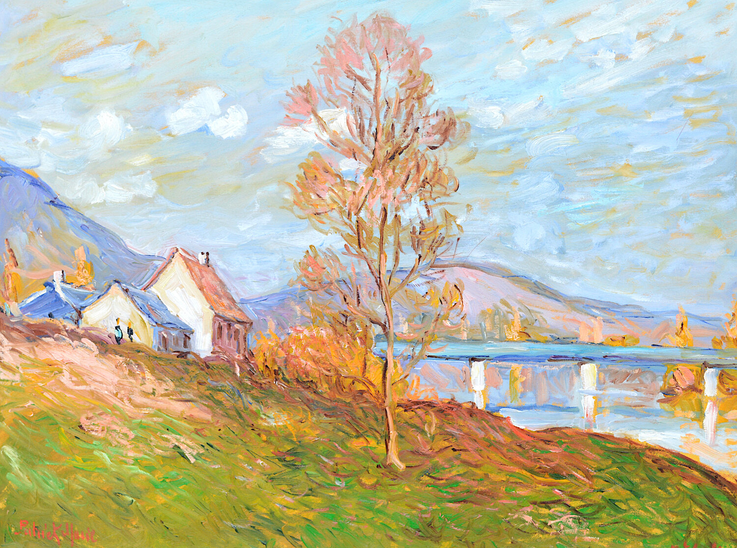 Les bords de Seine en automne Patrick MARIE Original painting for sale