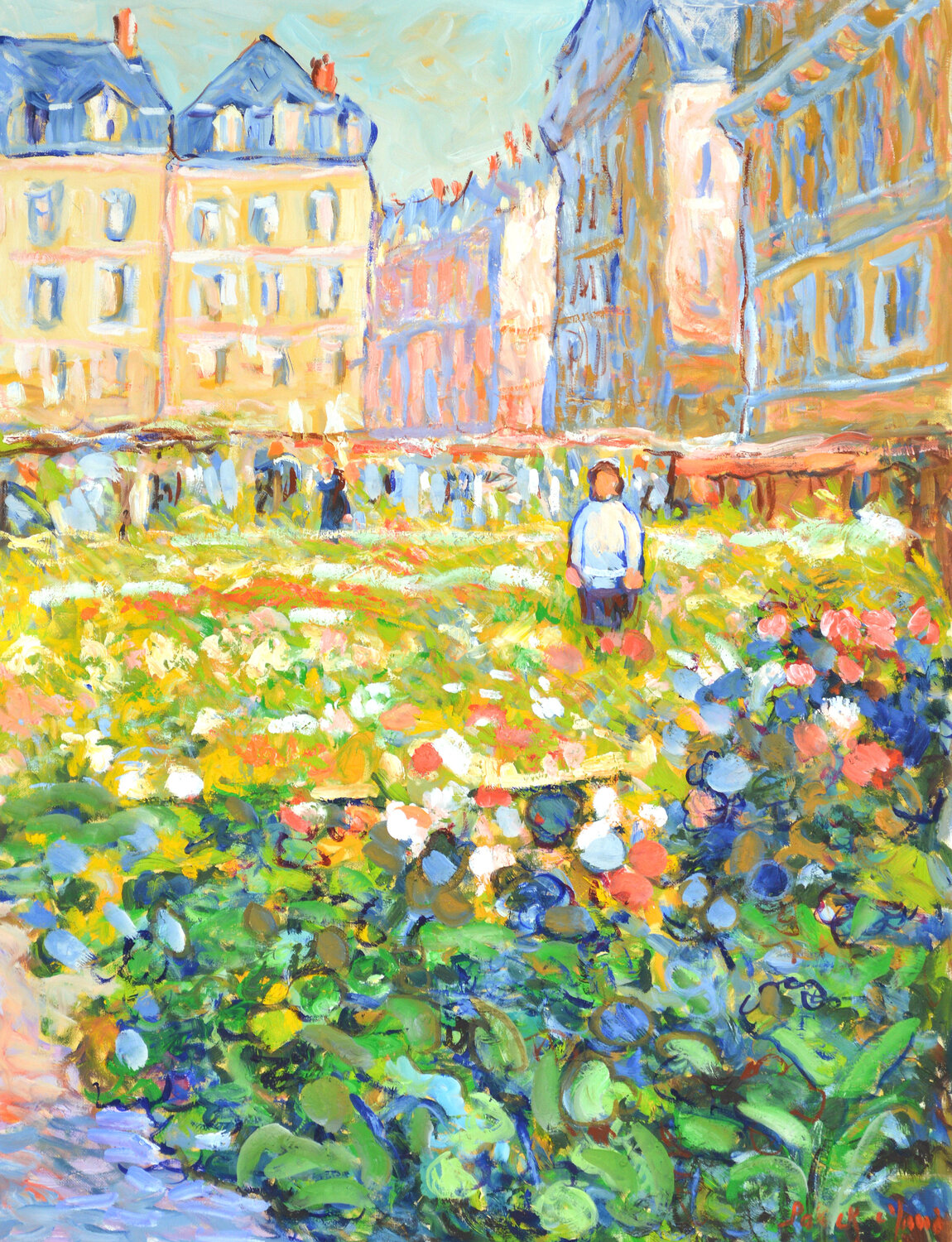 Le marché aux fleurs Patrick MARIE Original painting for sale