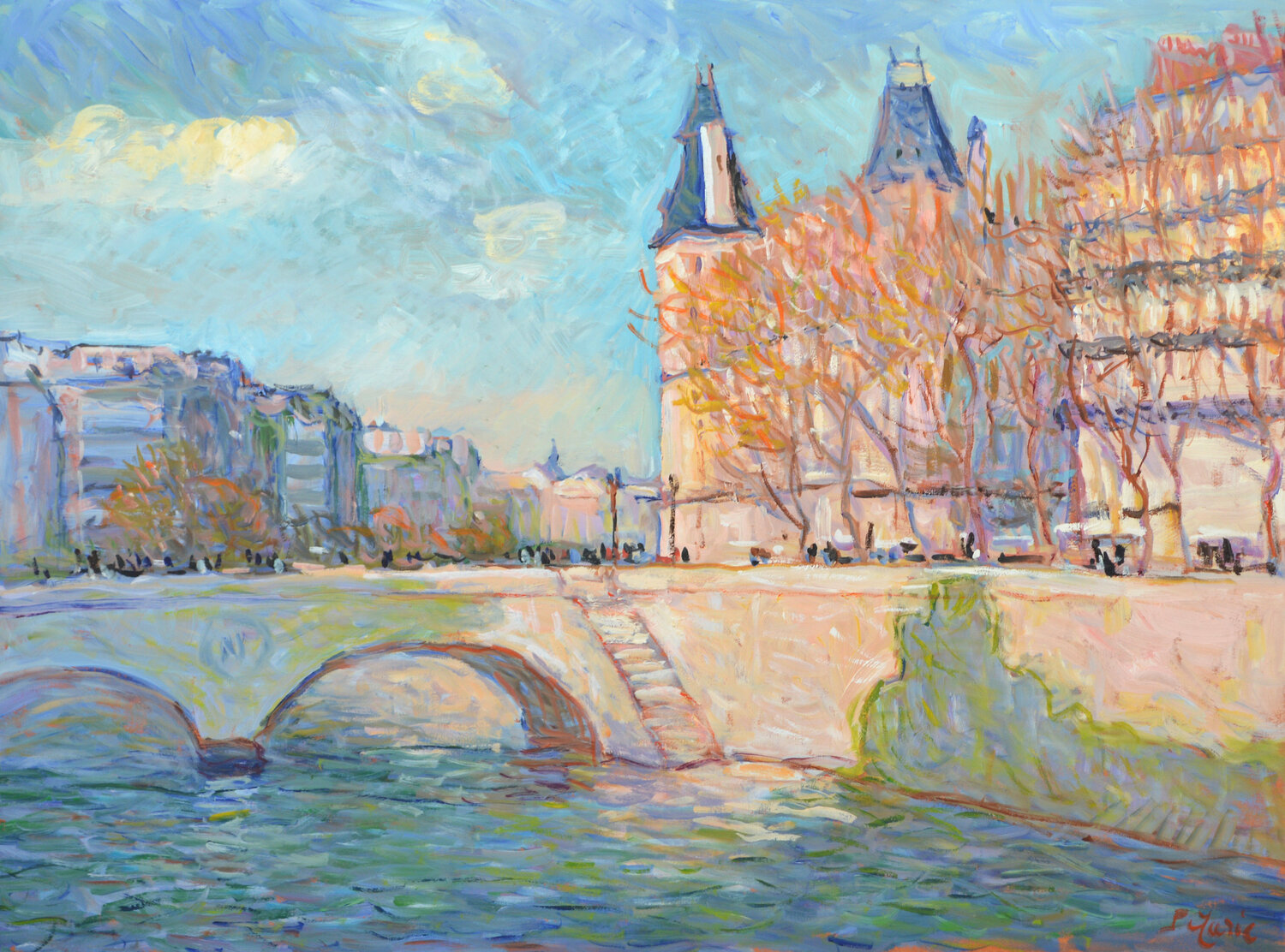 Les quais de Paris Patrick MARIE Original painting for sale