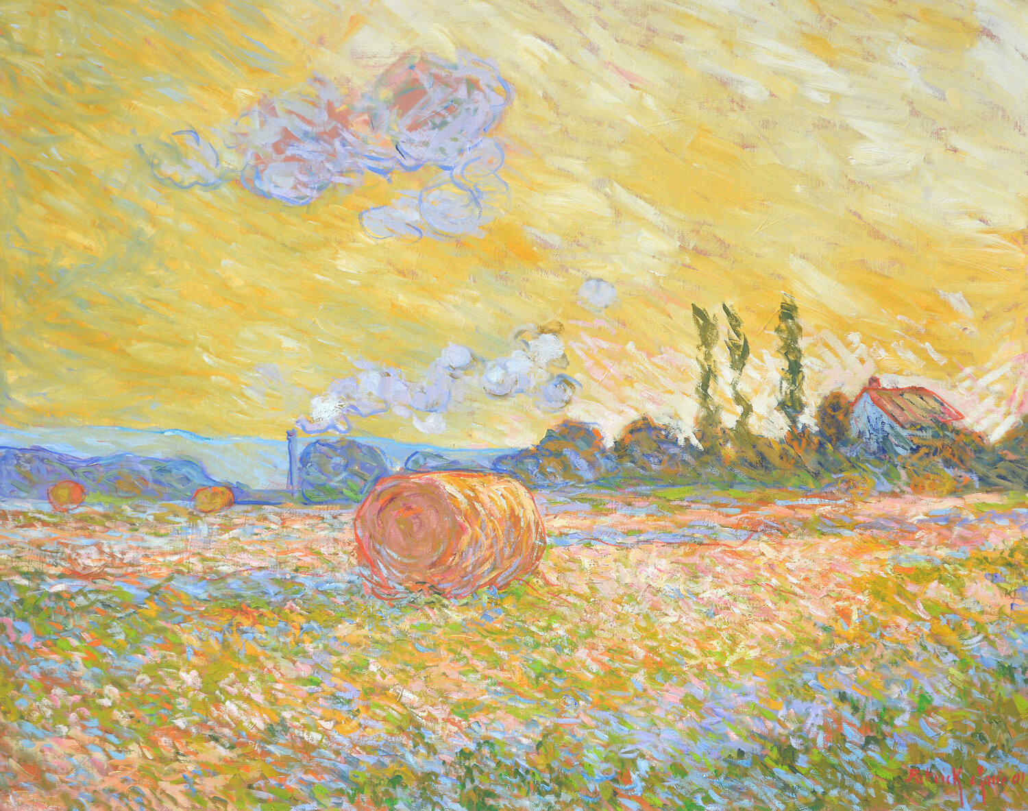 Le rouleau de paille N°2 Patrick MARIE Original painting for sale