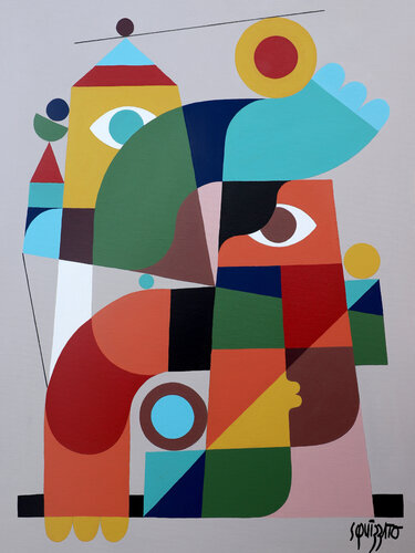 Le village qui rêvait d'être un château by Antony Squizzato, Painting for Sale on Select